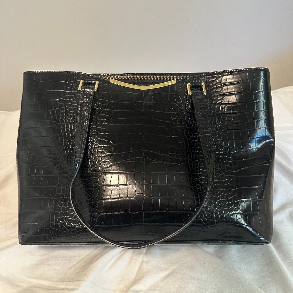 Calvin Klein Reptile Print Black Tote Bag